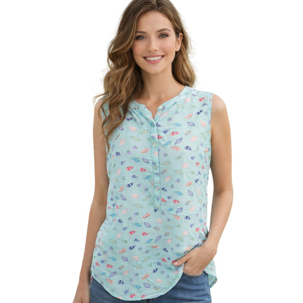Talbots Nautical Sleeveless Popover Graphic Top Medium